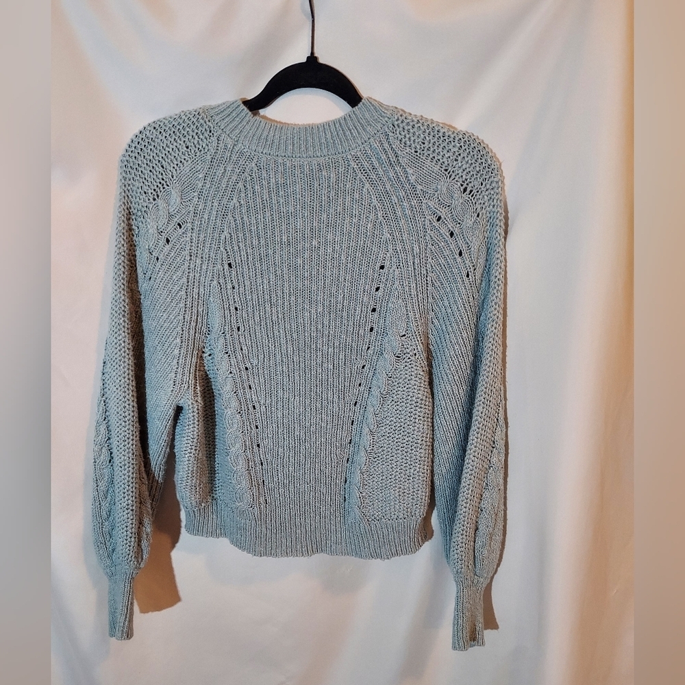 American Eagle Outfitters Light Sage Chunky Cozy Crew Neck Sweater - Picture 2 of 7